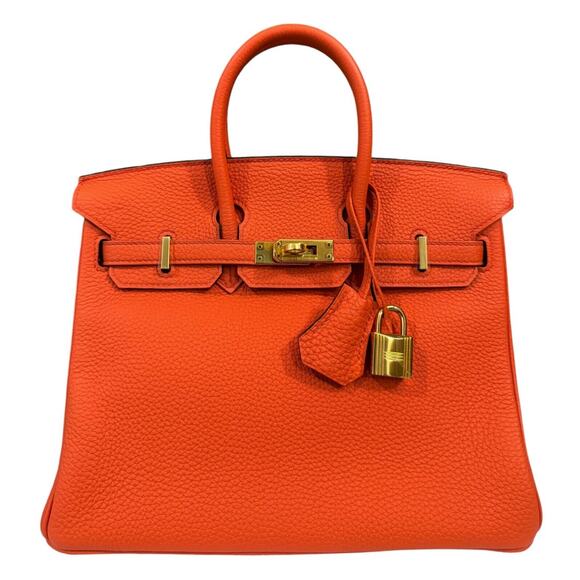 Hermes Birkin 25 Poppy Orange Togo Handbag Bag Gold Hardware - Picture 1 of 11